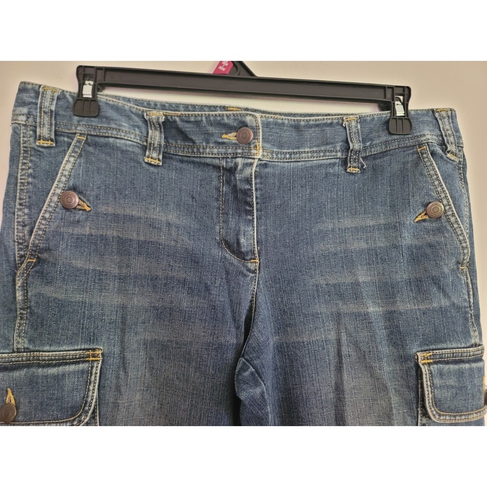 Ann Taylor LOFT Womens Size 12 Cargo Crop Jeans Cropped Denim Y2K Utility Autumn - Picture 7 of 16